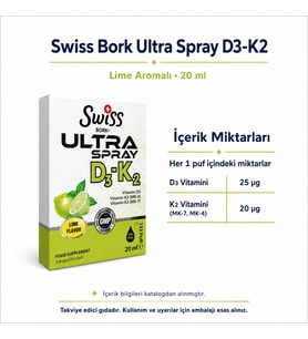 Swiss Bork Ultra Spray D3-K2 Lime Aromalı Sprey 20 ml