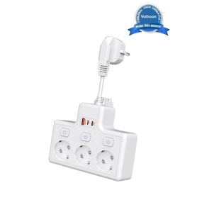 Termal Akım Korumalı 3 lü Duvar Tipi Priz 1x Usb 2x Type-c Çıkışlı Grup Priz Çoğaltıcı (3500w)