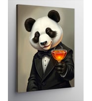 Kanvas Tablo Şık Panda Ve Kokteyl