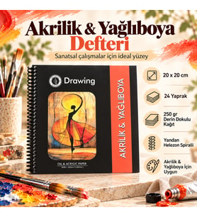 DreamArt Galery Akrilik ve Yağlı Boya Çizim Defteri 20x20 cm 250 gr Derin Dokulu 24 Yaprak