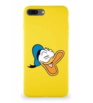Apple iPhone 7 Plus Soft Premier Kapak Donald Duck-E Tasarımlı Silikon Kılıf - Sarı (Şeffaf)