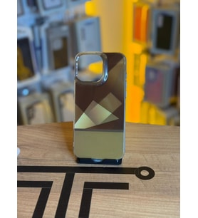 iPhone 16 Pro Max Uyumlu Kristal Görünümlü Geometrik Desenli Parlak Kılıf (Sarı)