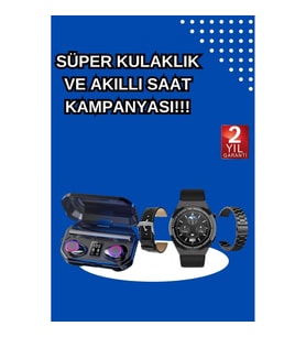 Mey İthalat® Yeni Nesil Kampanyası Bluetooth Bağlantılı Akıllı Saat ve Kablosuz Kulaklık Dijital Gös