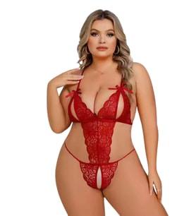 Mulvxbrf Brf02 Büyük Beden  Kırmızı Dantelli Babydoll (Mulvix)