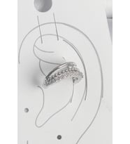 pilelistore Pirinç Gümüş Renk Zirkon Taşlı 3'Lü Sıralı Kadın Kıkırdak Küpe - TJ-BKP10554