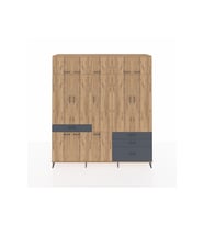 Hyperion Dolap 8 Raflı 4 Çekmeceli 3 Askılı 220x44x243 Çam-Çam/Antrasit