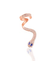 Söğütlü Silver Gümüş rose safir taşlı tekli yılan küpe.