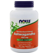 NOW Asvaganda 450mg 180 Veg Kapsul.MADE IN USA.49.