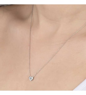 Swarovski Taşlı Gümüş Kalp Bayan Kolye