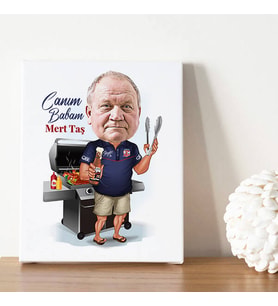 Keyifçi Babam Karikatürlü Kanvas Tablo