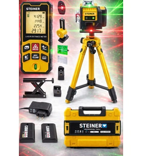 Profesyonel 12 Köşe Yeşil Çizgi Lazer Otomatik Hizalama Çantalı + 50MT Lazer Metre + Tripod