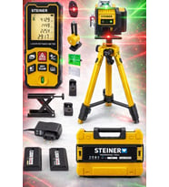 Profesyonel 12 Köşe Yeşil Çizgi Lazer Otomatik Hizalama Çantalı + 50MT Lazer Metre + Tripod