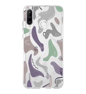 Huawei P30 Lite Uyumlu Kapak Abstrackt Tasarımlı Şeffaf Silikon Kılıf