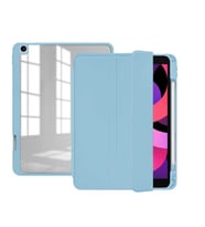 Apple iPad 9. 8. 7. Nesil 10.2" Kılıf Kalem Bölmeli Şeffaf Case A2602 A2603 A260 (Açık Mavi)