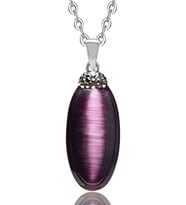 Sertifikalı Zirkon Taşlı Mor Akik Doğal Taş Kolye (Çok Renkli)