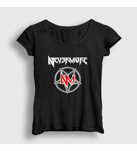Presmono Kadın Siyah Logo V2 Nevermore T-Shirt 167977tt