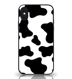 PrintiFy Apple iPhone X Kamera Korumalı İnek Desenli Cam Kapak Siyah