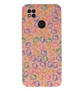 Xiaomi Redmi 9C Uyumlu Lansman Kılıf Hello Kitty Tasarımlı İçi Kadife Kapak-Pudra (Şeffaf)