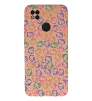 Xiaomi Redmi 9C Uyumlu Lansman Kılıf Hello Kitty Tasarımlı İçi Kadife Kapak-Pudra (Şeffaf)