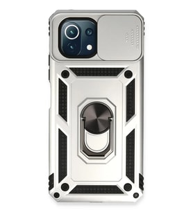 Mey İthalat® Mİ 11 Lite Kılıf Pars Lens Yüzüklü Silikon - Gümüş