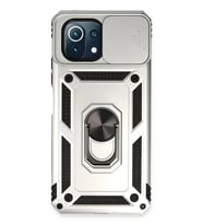 Mey İthalat® Mİ 11 Lite Kılıf Pars Lens Yüzüklü Silikon - Gümüş