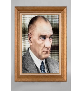 Çerçeveli Paspartulu Atatürk Tablo a119 (Gold)