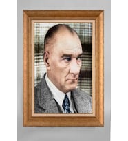 Çerçeveli Paspartulu Atatürk Tablo a119 (Gold)