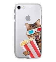 PrintiFy iPhone 8 ile Uyumlu Kedi 1 Kamera Korumalı Şeffaf Kılıf