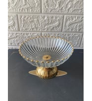 Gold Detaylı Premium Şekerlik Ayaklı Cam Şekerlik 16 Cm