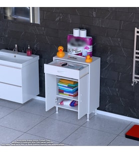 Modilayn EMİR 65 x 88 x 32,5 cm 1 Çekmece 2 Kapak 2 Raf 3 Bölme Çok Amaçlı Banyo & Mutfak Dolabı