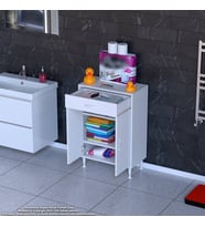 Modilayn EMİR 65 x 88 x 32,5 cm 1 Çekmece 2 Kapak 2 Raf 3 Bölme Çok Amaçlı Banyo & Mutfak Dolabı