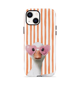 iPhone 15 Vorian Çift Katmanlı Kılıf Heart Glasses Goose
