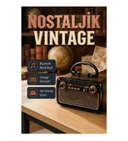 Nostaljik Bluetooth Müzik Kutusu – Ahşap Dokulu Vintage Tasarım ve LED Aydınlatma