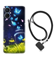 Tecno Spark 9T Kılıf Resimli Boyun Askılı İpli Desenli Silikon Flowers Fox 1309