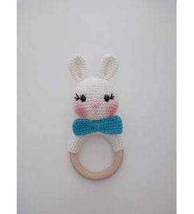 Şeker Tavşan Çıngırak Amigurumi Organik Oyuncak