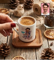 Kişiye Özel Karikatürlü Dog Dad Köpek Babası Türk Kahvesi Fincanı Babalar Günü Hediyesi