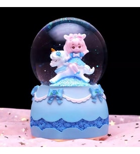 Unicorn Üzerinden Sevimli Kız Mavi Renk Işıklı Müzikli Orta Boy 