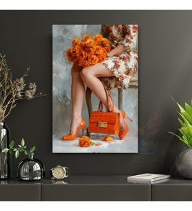 Turuncular İçinde Kadın Kanvas Tablo Duvar Tablosu Modern Ev Dekoru Kanvas Salon Tablosu