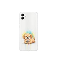 Samsung Galaxy A04 ile Uyumlu Splash Köpek Tasarımlı Şeffaf Silikon Kılıf