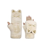 Peluş Eldiven Kedili Krem