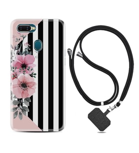 Oppo A5S A15 A16 A54 A55 A73 A74 Kılıf Boyun Askılı Silikon Flowers 4 1390