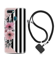 Oppo A5S A15 A16 A54 A55 A73 A74 Kılıf Boyun Askılı Silikon Flowers 4 1390
