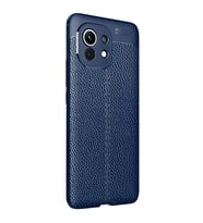 Xiaomi Mi 11 Deri Görünümlü Silikon Lacivert