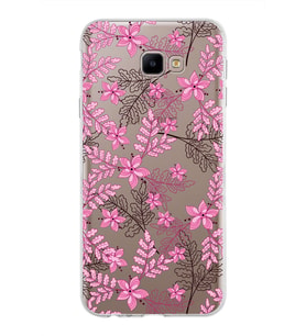 Samsung Galaxy J4 Core Kapak Floral Pembe Tasarımlı Şeffaf Silikon Kılıf