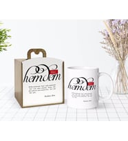 BK Gift Kişiye Özel Ahşap Kutuda Mânâ Hemdem Tasarımlı Beyaz Kupa Bardak-1