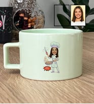 Kişiye Özel Karikatürlü Aşçı Lüks Pastel Fincan Aşçılar Günü Hediyesi