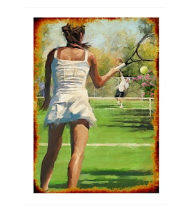 35cmX50cm Ahşap Tablo Tenis Oynayan Çift