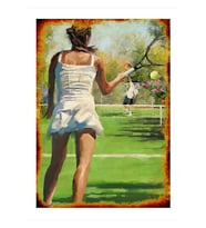 35cmX50cm Ahşap Tablo Tenis Oynayan Çift