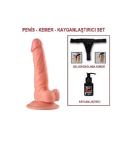 19,5 cm Belden Bağlamalı Realistik Vantuzlu Dildo Penis