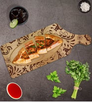 BK Gift Retro Motif Tasarımlı Dikdörtgen Şeklinde Doğal Ahşap Servis ve Sunum Tabağı Model 3